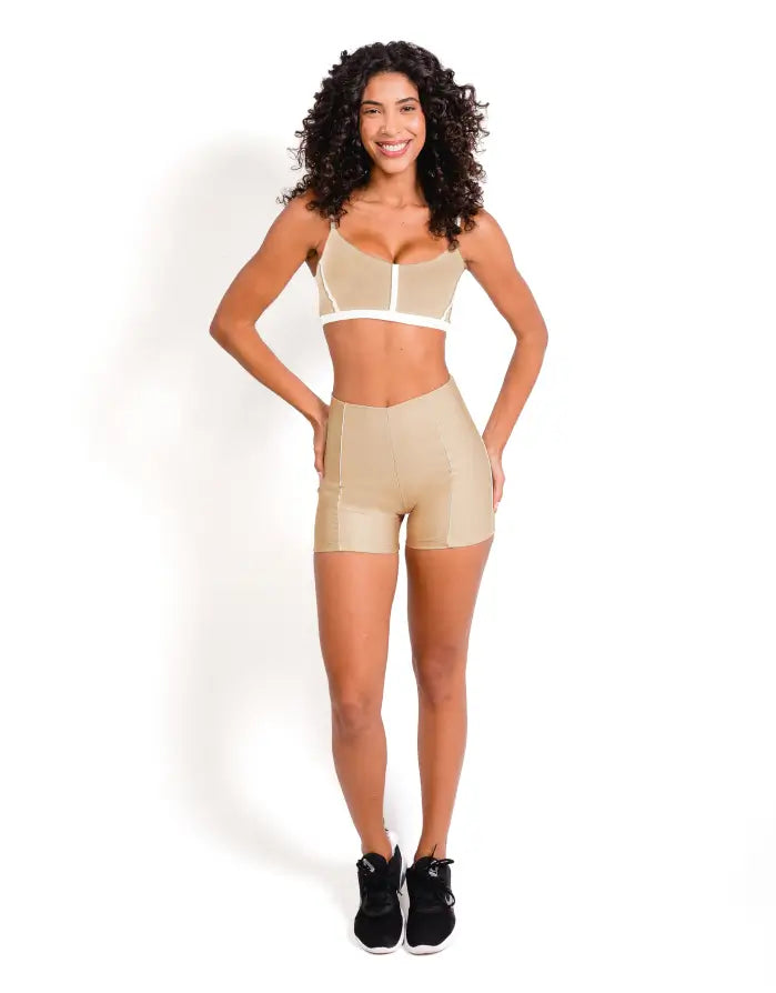 Short Fitness Feminino Friso Nude