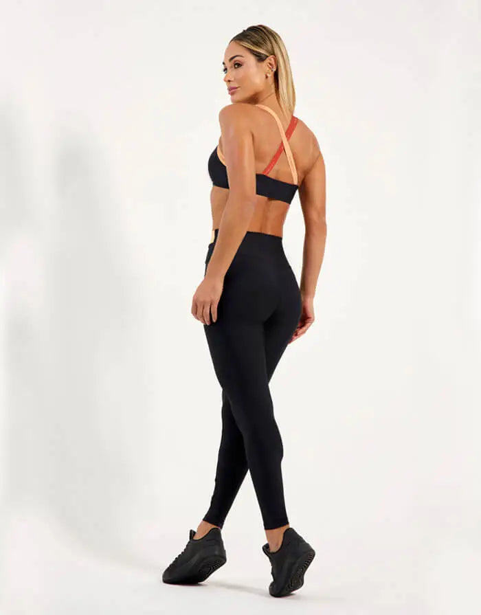 Calça Legging Cintura Alta Cross Salmon